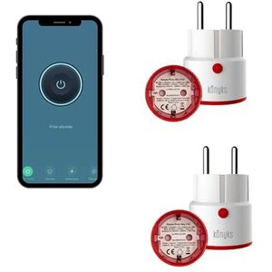 Konyks Priska Max 3 EU Smart stopcontact, wifi + BT, geavanceerde functies V3, 16 A, verbruiksmeter, compatibel met Alexa en Google Home & Tuya, wit/rood