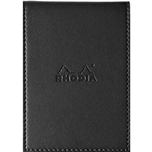 RHODIA 218119C – beschermhoes voor briefhouder + notitieblok nr. 11 zwart – A7 – gelinieerd – 80 vellen afneembaar – transparante fontein papier wit 80 g/m? – pennenhouder – kunstleer