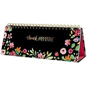 SIGEL JP100 Mooie weekplanner zonder datum, Flower Love, 100 g/m², 30 x 11,4 cm, hardcover, 124 pagina's, zwart, groen, roze