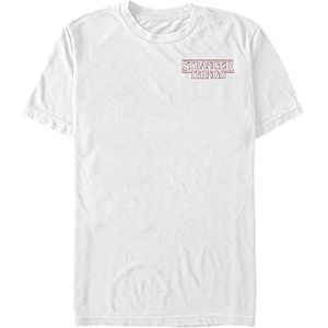 Stranger Things Stranger Red Outline Pocket T-shirt met korte mouwen voor heren, Wit