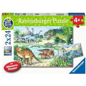 Ravensburger Kinderpuzzel - 05128 Saurier en hun levensruimte - 2x24 stukjes waarom? Waarom? Warum? Puzzel voor kinderen vanaf 4 jaar: puzzelgnügen gepaart met Sachwissen