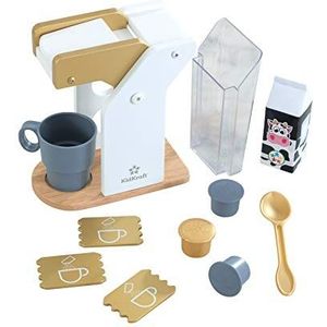 KidKraft 53538 Koffiezetapparaat, goudkleurig, van hout, accessoires voor keuken, huishoudelijke apparaten, accessoires voor dinette, speelgoed voor kinderen vanaf 3 jaar, 53538