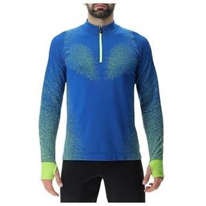 UYN Running Exceleration Long SL.Zip Up T-Shirt Homme, Lapis/Lime, S