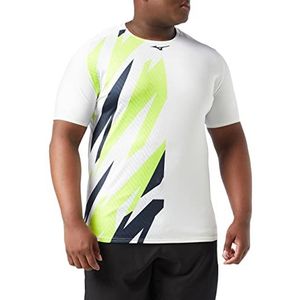 Mizuno Shadow Graphic Tennisshirt voor heren, Wit.