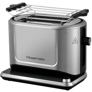 Russell Hobbs Broodrooster [Programmeerbaar] Aandachtig (extra grote sleuven, tactieel, opslag van bruining, alle soorten brood, verhoging, broodjeswarmer, lade voor het verzamelen van kruimels)