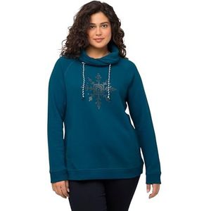 Ulla Popken Sweatshirt met ijsster, strass, sweatshirts voor dames, Benzine.