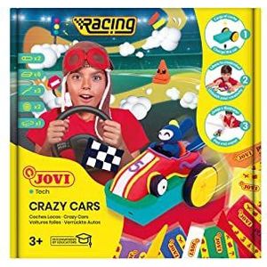 Jovi - JOVITECH Crazy Cars Racing Kit, maak je eigen modelleerauto, 330 g boetseerklei, 3 modelleerders, batterijen en wielen (JT101)