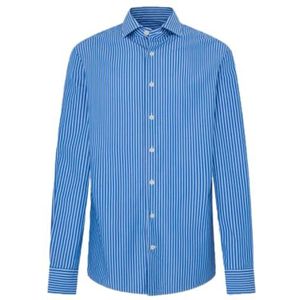 Hackett London Gestreept popeline overhemd heren, Blauw