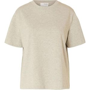 Selected Femme Slfessential Ss Boxy Tee Noos T-shirt pour femme, Gris clair chiné, XS