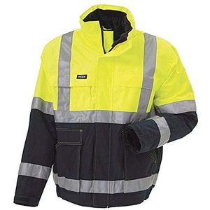 J.A.K. 3147112 Serie 11131 100% polyester met PU-coating High Performance jas EN 343, EN 20471, klasse 2, geel/marineblauw, M