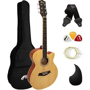 TIGER ACG1-NT34 3/4 akoestische gitaar met stalen snaren voor 9 jaar en ouder met tas, riem, reservesnaren en plectrums - naturel