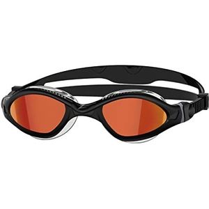 Zoggs Tiger zwembril voor volwassenen, uv-bescherming, comfortabele riemen, anti-condensglazen, zachte en nauwsluitende zwembril, titanium glazen