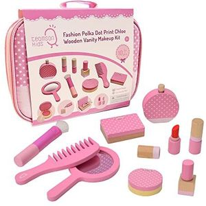 Teamson Kids Kunstmake-uptas voor kinderen, meisjes, speelgoed, cosmetica, 10 accessoires, roze TK-W00010