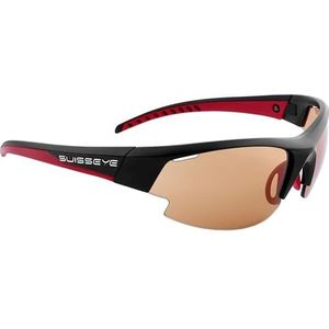 SWISSEYE Gardosa Re+ sportbril, mat zwart/rood, fotochromisch rookoranje