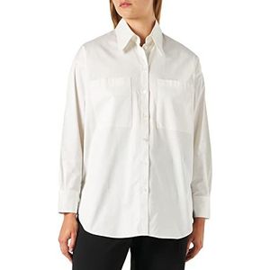 Seidensticker Dames blouse blouse mode blouse blouse blouse kraag borstzakken lange mouwen 100% katoen, Wit.