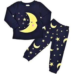 Little Hand Pajama pyjama-set voor jongens, A-marineblauw Star Maan