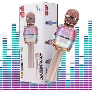 DYNASONIC Karaoke-microfoon, Bluetooth, speelgoed voor jongens en meisjes, draagbare draadloze karaoke-microfoon met ledverlichting voor kinderen, originele cadeaus voor kinderen (DM-05 goud)