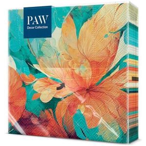 PAW - Papieren servetten, 3-laags (33 x 33 cm), 20 stuks, perfect voor verjaardagen, feesten, bruiloften, ceremonies en vieringen, tafeldecoratie – abstracte bloem Zen