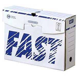 Fast 10 stuks archiefdozen, 10 cm, wit/blauw