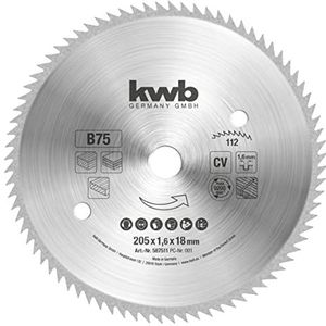kwb Cirkelzaagblad 205 x 18 mm, Made in Germany, zeer fijne sneden, geschikt voor houten platen, profielhout en zacht hout