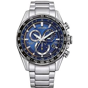 Citizen Eco-Drive chronograaf herenhorloge met roestvrijstalen armband, blauw, één maat, armband, Blauw, Armband