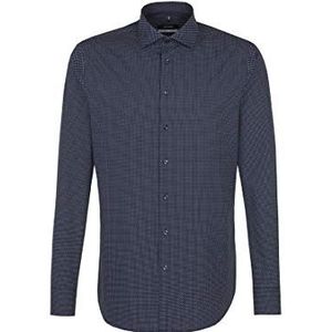 Seidensticker - Extra slim bedrukt overhemd, marineblauw met stippen, blauw (donkerblauw 19)