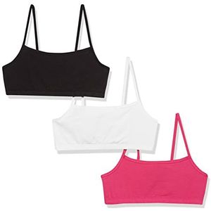 Hanes Set van 3 katoenen bralettes damesbeha, zwart/fuchsia fantastisch/wit