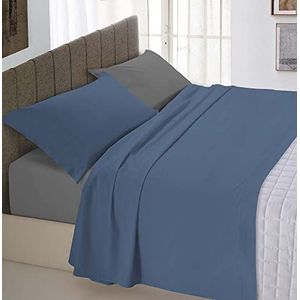 Italian Bed Linen CL-NC-avio/fumo-2P Natural Color beddengoedset, vliegenier/donkergrijs, tweepersoonsbed, 100% katoen