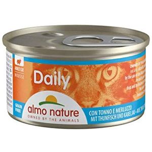almo nature Daily - Volwassen kattenvoer voor volwassen katten - Mos met tonijn en kabeljauw. 24 blikjes van 85G. - 2040 g