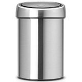 Brabantia Wandafvalemmertje 3 Liter Touch Bin met Kunststof Binnenemmer Matt Steel 363986