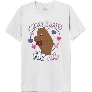 We Bare Bears Mewebarts002 T-shirt voor heren (1 stuk), Wit.