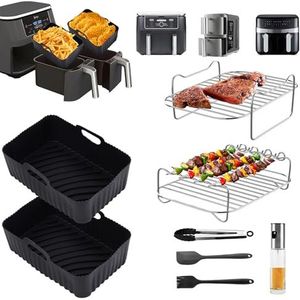Ankway Ninja Foodi Accessoires voor heteluchtfriteuse, 2024, accessoires voor heteluchtfriteuse, 8 accessoires voor Ninja Foodi Dual AF500EU, AF400EU, AF300EU siliconen mal