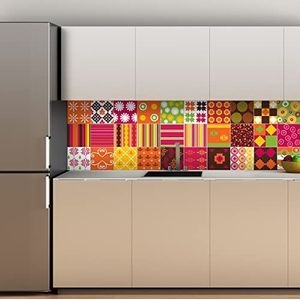 Ambiance Muurstickers, zelfklevend, voor keuken, badkamer, 30 stickers, cementtegels, etno-stijl, Kagoshima, 100 x 120 cm