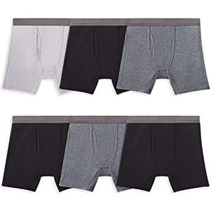 Fruit of the Loom Stretch boxershorts 360 (sneldrogend en vochtafvoerend) Nauwsluitende boxershorts voor heren, Regular been - Coolsoft - set van 6 zwart/grijs