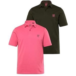 JP 1880 JP 1880 Poloshirts, basic, 2-pack, piqué, katoen, poloshirt voor heren, Roze, 7XL