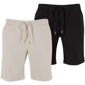 Urban Classics Lot de 2 shorts de jogging en sergé stretch pour homme - Coupe droite - Disponible dans de nombreuses couleurs, nuage + noir, 4XL