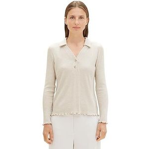 TOM TAILOR 1039077 T-shirt met lange mouwen voor dames, 33962 - Doeskin Melange