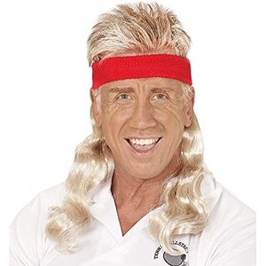 Red SWEATBAND MET BLOND CURLY HAIR"" -