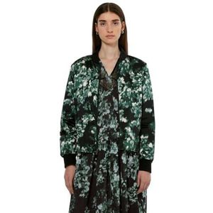Scotch & Soda Omkeerbare gewatteerde bomberbomber voor dames, Amsterdam Green/ Nieuw Blossom Print 350, XL