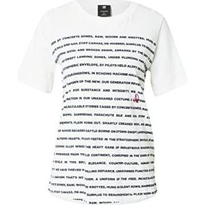 G-STAR RAW Gestreept T-shirt voor dames met tekst R T Wmn, wit (melk 4107-111)
