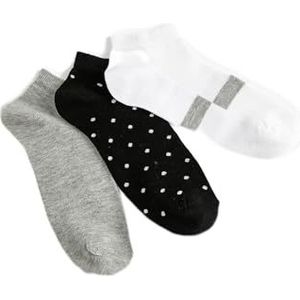 Koton Lot de 3 paires de chaussettes bottines imprimées pour femme, Blanc (000), taille unique