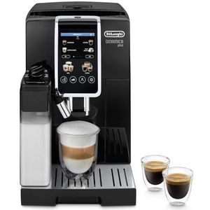 De'Longhi Dinamica Plus ECAM382.70.B, volautomatische koffiebonen, cappuccinomachine met LatteCrema Hot, espressomachine voor kopjes met 18 recepten, 3,5 inch TFT-display, 1450 W, zwart
