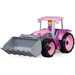 Lena 04452 - TRUXX Tractor, roze met voorschep, voertuig ca. 34 cm, tractor met schep en volledig beweegbaar figuur, speelgoedvoertuig voor meisjes vanaf 2 jaar in roze, paars