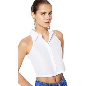Trendyol Trendyol Geweven overhemd met getailleerde basic overhemdkraag voor dames, dameshemd (1 stuk), Wit.