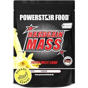 Powerstar Hardgain Mass 1600 g, gewichtstoename met creatine en zonder toevoeging van suiker, massa, kracht en snelle spierontwikkeling, Duitse makelij, shake voor massaopname, banaan