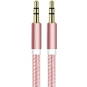 Kabel voor Samsung Galaxy A40 Smartphone Auto Muziek Audio Dual Jack Stekker 3,5 mm Universeel (Roze)