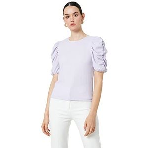 Koton T-shirt à manches longues et col rond pour femme, Violet (363), XL