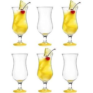 G GLASMARK KROSNO 1992 57-0032-0420- A570032-0420-5183_84 6-delige set cocktailglazen tot 420 ml onder gele onderkant, glas
