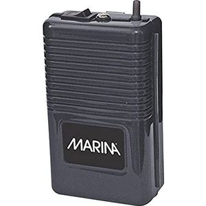 Marina 11134 Ventilatiepomp op batterijen voor aquarium, betrouwbare noodluchtbron, met 45 cm luchtslang en diffusorsteen, zwart