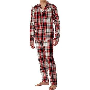 Schiesser Lange pyjama met knopen van flanel, warm en zacht, pijamaset voor heren, Veelkleurig 1